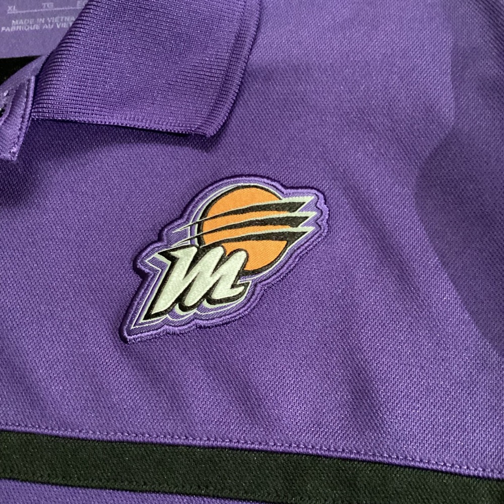 Nike Phoenix Mercury WNBA Dri-Fit Polo XL Purple Black Stripe Embroidered Logo - Picture 4 of 8
